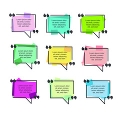 Fototapete - Colored quote speech bubble template. set different shape geometric texting boxes. Quotes form and speech box isolated on white background. Vector illustration.