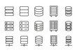Modern thin line icons set of database.