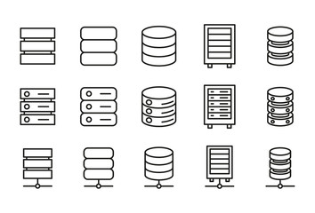 Poster - Modern thin line icons set of database.