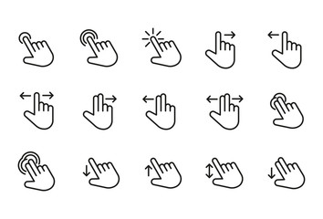 Poster - Modern thin line icons set of gesture.