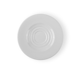 white plate top view on white background