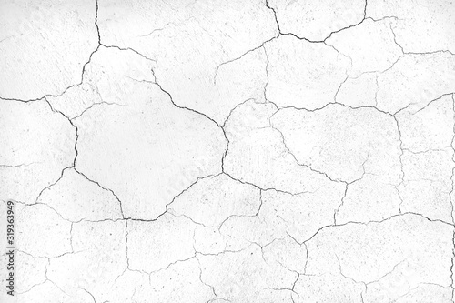 Fotomural crack concrete white wall or Cement wall background