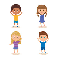 Canvas Print - set of children standing on white background