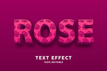 Editable Text Effect, 3d Red With Rose Pattern Text Effect