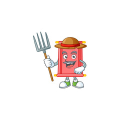 Sticker - Cute Farmer chinese red scroll cartoon mascot with hat and tools