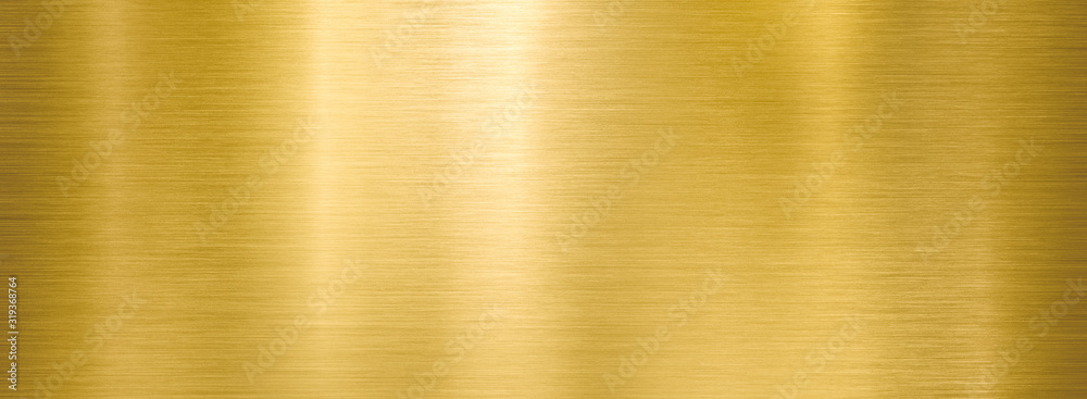 golden metal brushed wide textured plate - obrazy, fototapety, plakaty 