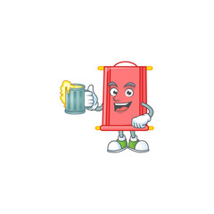 Poster - Happy chinese red scroll mascot design with a big glass