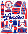 Illustration of seamless pattern London city landmark with flat design style.