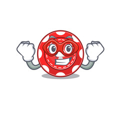 Sticker - Smiley mascot of gambling chips dressed as a Super hero