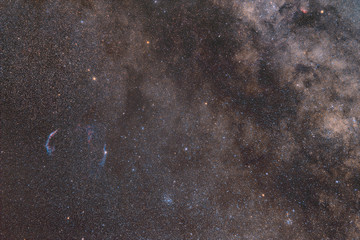 Wall Mural - photo of the milky way. cosmic light and cosmic dust. photo space. red hydrogen nebula and blue star