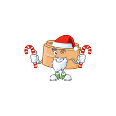 Wall Mural - Dimsum basket Cartoon character in Santa costume with candy