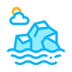 Sticker - iceberg in sea icon vector. outline iceberg in sea sign. isolated contour symbol illustration