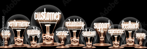 Fotografía Light Bulbs with Customer Concept