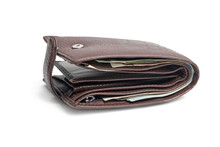 Leather Wallet With Money Isolated