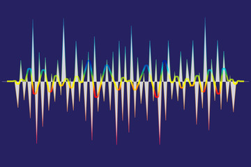 Poster - Colorful pulse music player equalizer. Vector soung wave background. Audio electronic element