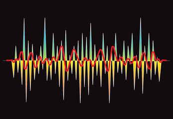 Poster - Abstract pulse music player equalizer. Vector colorful wave lines background. Digital audio concept of music technology