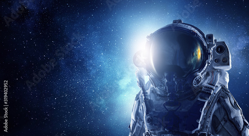 Fotografía Astronaut pioneer doing research. Mixed media