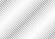 Abstract black diagonal halftone pattern on white background dotted texture.