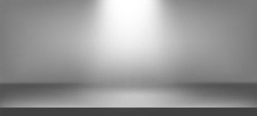 Illuminated scene background. Presentation realistic decorations. Studio empty space. Showroom concept. Vector illustration