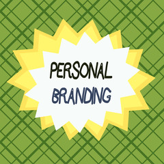 Poster - Writing note showing Personal Branding. Business concept for process of creating a recognizable professional name Asymmetrical uneven shaped pattern object multicolour design