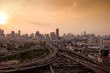 Bangkok city scape with famous landmark down town at dusk.