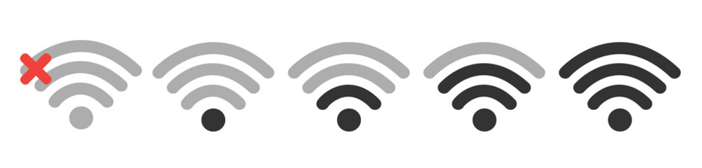 Poster - Wifi Wireless Lan Internet Signal Flat Icons For Apps Or Websites - Isolated On white Background