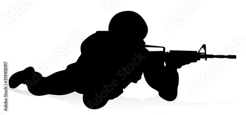 Silhouette military armed f...