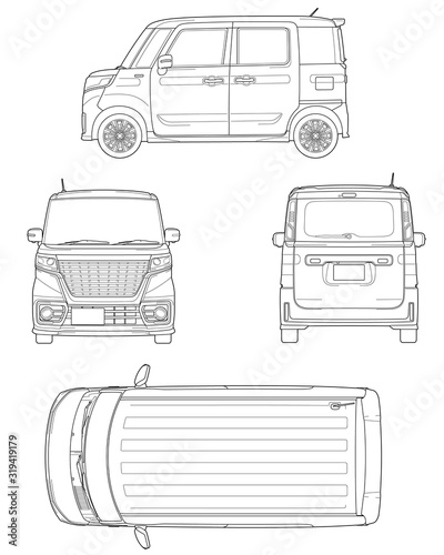 54 軽自動車 四面図 ワンボックス 外観 テクニカルイラスト Stock Vector Adobe Stock 54 軽自動車 四面図 ワンボックス 外観 テクニカルイラスト Stock Vector Adobe Stock