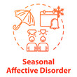 Seasonal affective disorder concept icon. SAD depression. Dependence of mood on weather. Mental health idea thin line illustration. Vector isolated outline RGB color drawing