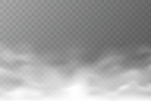 Vector Smoke Cloud Isolated On Transparent Background. Realistic Dense Fog. Abstract Steam Effect For Your Design. White Haze. Vector Illustration.