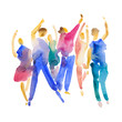 © Dasha Yurk - Vector - hand drawn watercolor illustration. Dancing people. People shaped watercolor stains