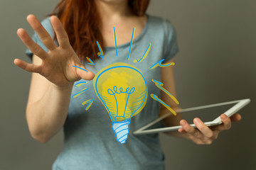 idea lamp concept in hand.