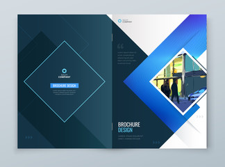 Wall Mural - Brochure Cover Background Design. Blue Corporate Template Layout for Business Annual Report, Catalog, Magazine or Flyer Mockup. Vector Background.