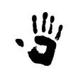 Grunge handprint in black ink. Vector Icon human palm isolated on white background. Abstract symbol.