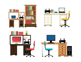 Canvas Print - set of equipments office icons