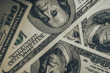 Aufkleber - Close up Franklin's face on a one hundred dollar. American, US Dollars Cash Money background..