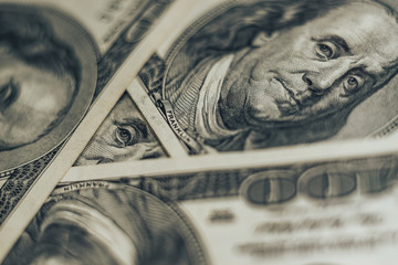 Aufkleber - Close up Franklin's face on a one hundred dollar. American, US Dollars Cash Money background..