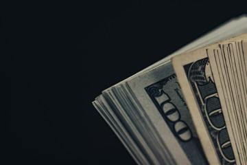 Aufkleber - Close up Beautiful Dollars Background. American, US Dollars Cash Money. One Hundred Dollar Banknotes. Macro view.