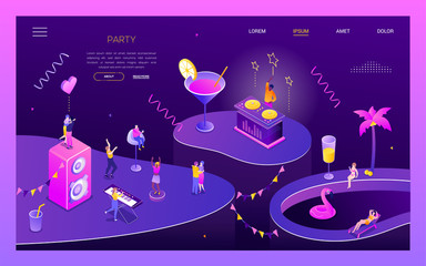 Aufkleber - Party and celebration - modern isometric vector web banner