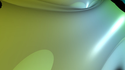 Poster - abstract composition smooth flowing forms of bright colors, yellow-green-black, 3D graphics