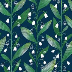 Wall Mural - Lilies of the valley seamless pattern illustration