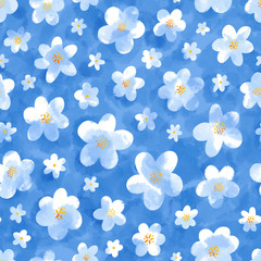 Wall Mural - Watercolor white flowers seamless pattern illustration