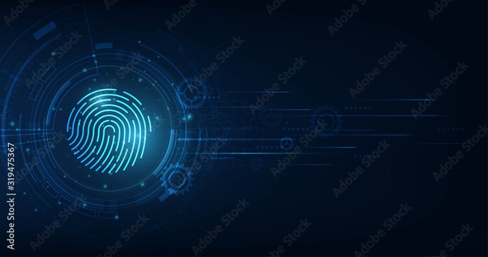 vector abstract security system concept with fingerprint on technology ...