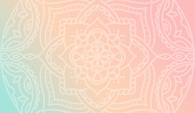 Dreamy Peach Pink Gradient Wallpaper With Mandala Pattern. Horizontal Background For Meditation Poster, Banner For Yoga School