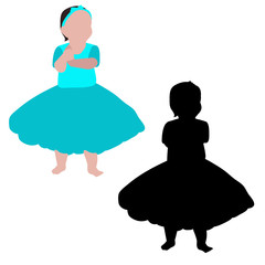 Wall Mural - vector, on a white background, the baby is walking, flat style, in a dress