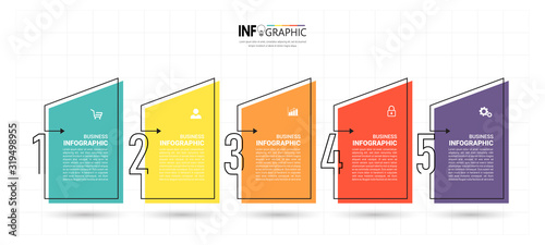 Fotografía Timeline Infographics design template, linear concept with 5 steps