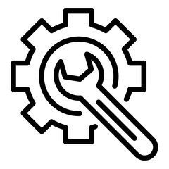 Poster - gear and wrench icon. outline gear and wrench vector icon for web design isolated on white backgroun