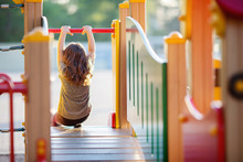 Little Kid On Playground, Children's Slide