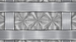 Background in silver and gray colors, consisting of a shiny metallic surface and vertical and horizontal polished plates located on four sides, with a metal texture, glares and burnished edges