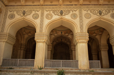 Wall Mural - Minaret at the Great Mosque at the tombs of the seven Qutub Shahi rulers in the Ibrahim Bagh India